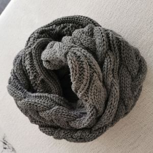 New! Cable Knit Infinity Scarf - Dark grey